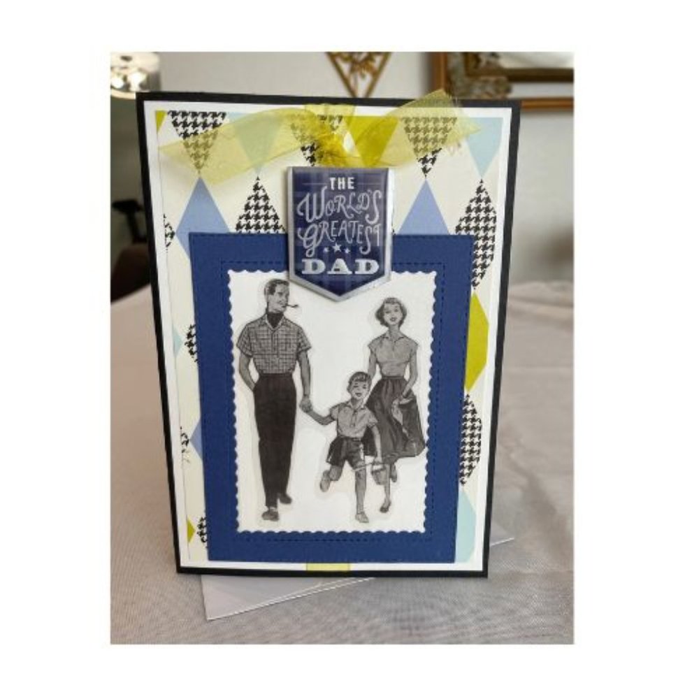 Retro Happy Father's Day Card Handmade, Father's Day Card, Greeting Card